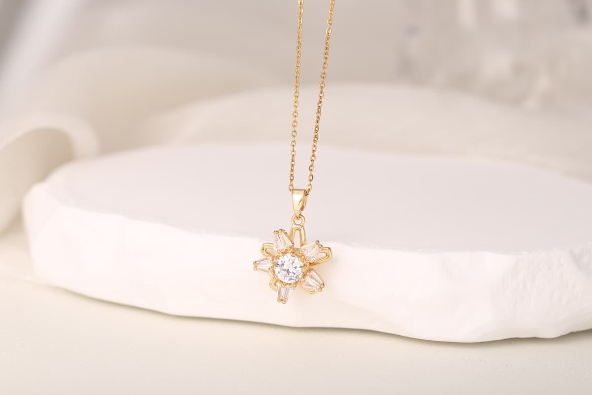 Romantic Heart Zircon Pendant Necklace 18K Gold Plated thumbnail 4