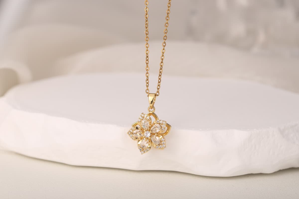 Romantic Heart Zircon Pendant Necklace 18K Gold Plated thumbnail 7
