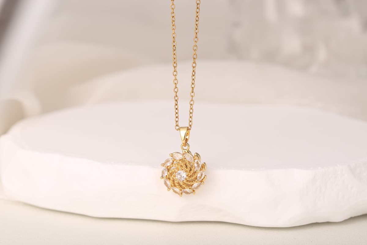 Elegant Circle Zircon Drop Earrings 18K Gold Plated thumbnail 2