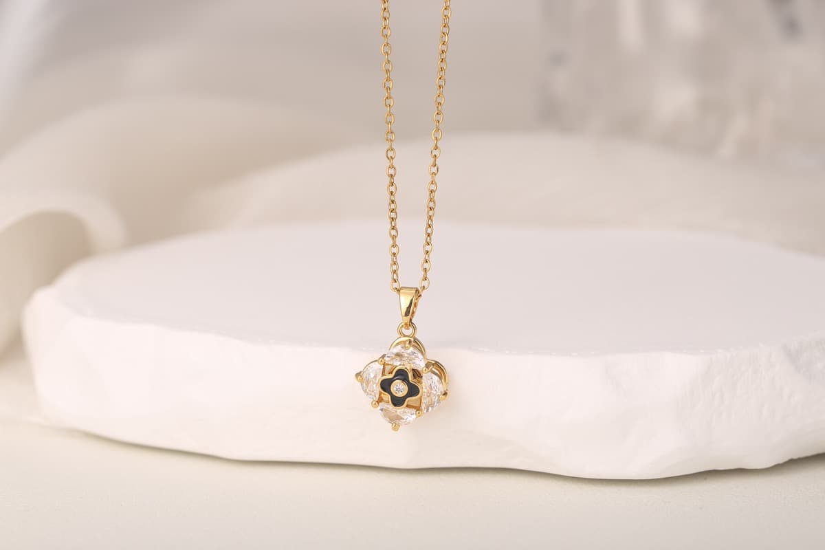 Statement Multi-Pendant Zircon Necklace 18K Gold Plated thumbnail 3