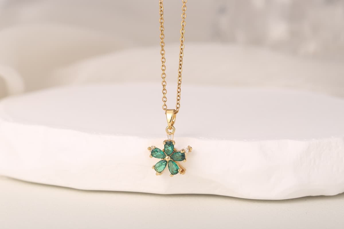 Statement Multi-Pendant Zircon Necklace 18K Gold Plated thumbnail 5