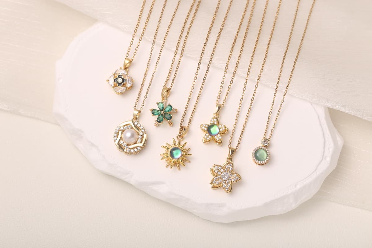 Statement Multi-Pendant Zircon Necklace 18K Gold Plated thumbnail 8