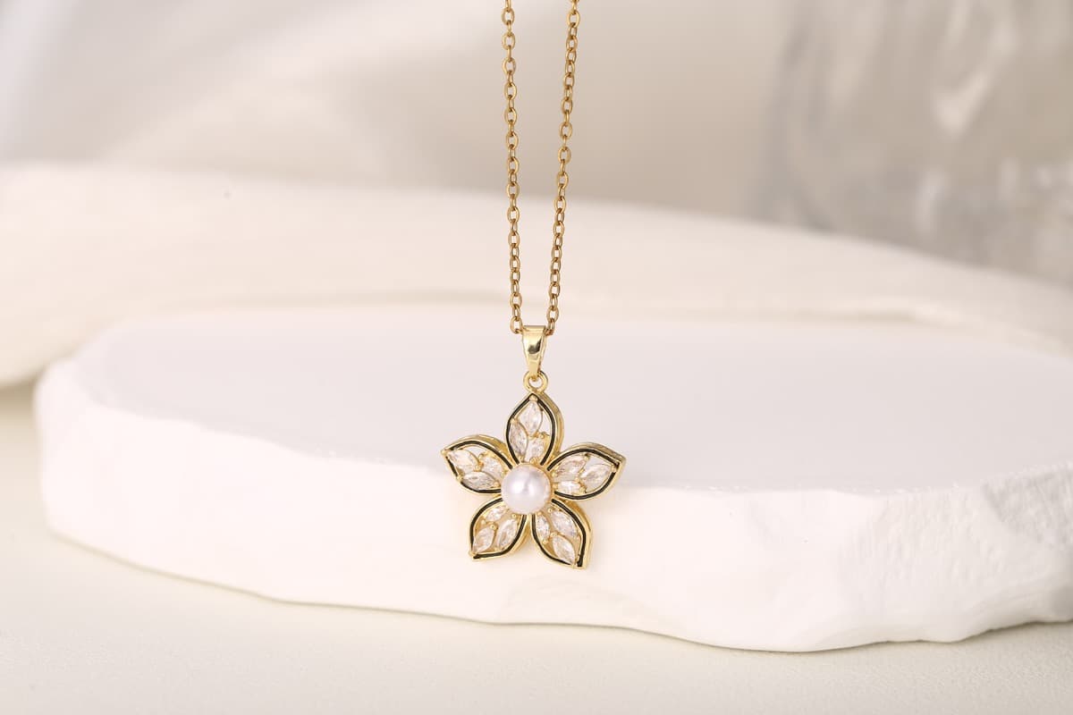 Elegant Circular Floral Zircon Drop Earrings 18K Gold Plated thumbnail 5