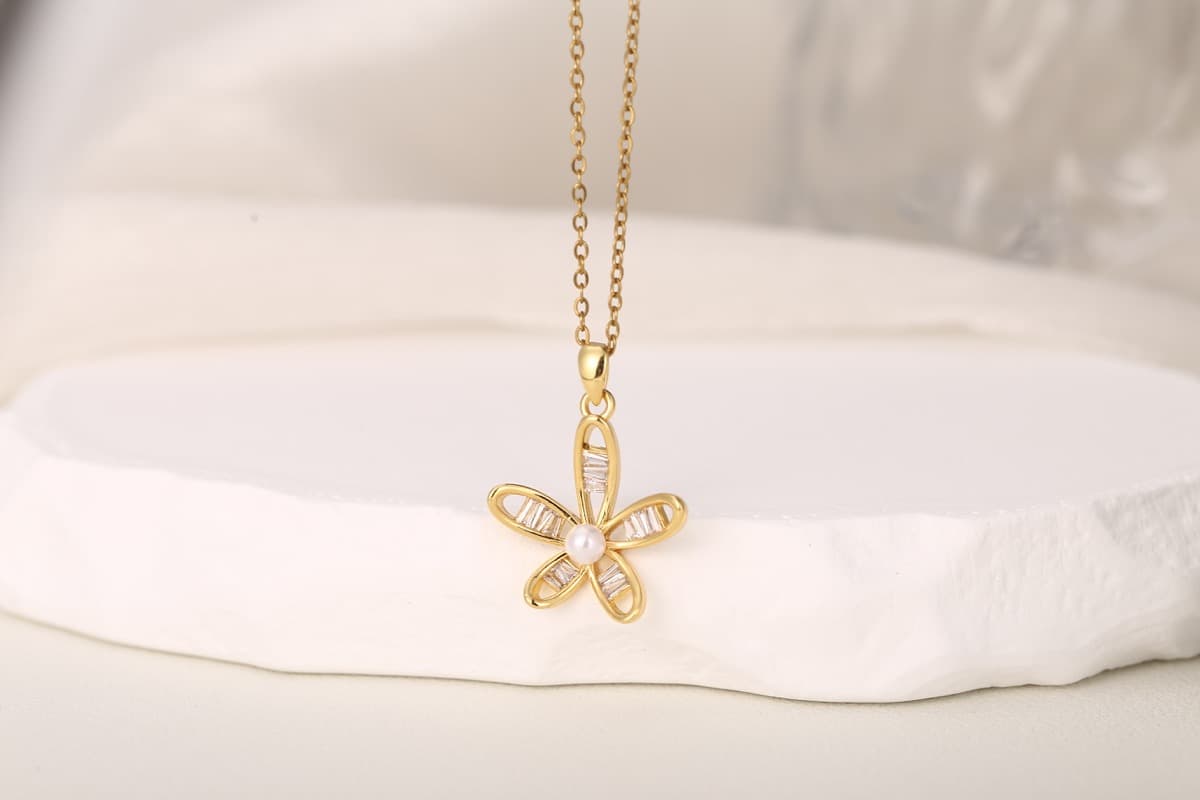 Elegant Circular Floral Zircon Drop Earrings 18K Gold Plated thumbnail 8