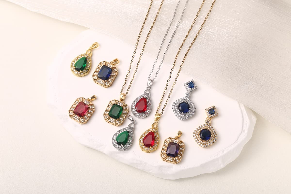 Romantic Teardrop Zircon Pendant Necklace 18K Gold Plated