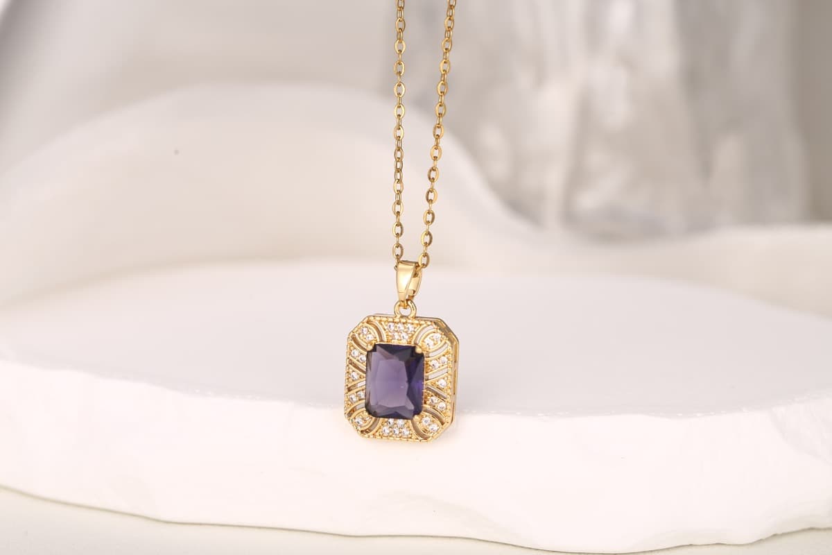 Romantic Teardrop Zircon Pendant Necklace 18K Gold Plated thumbnail 6