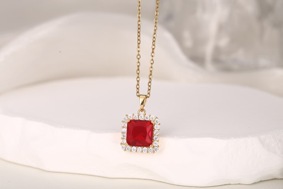 Modern Bar Drop Zircon Necklace 18K Gold Plated