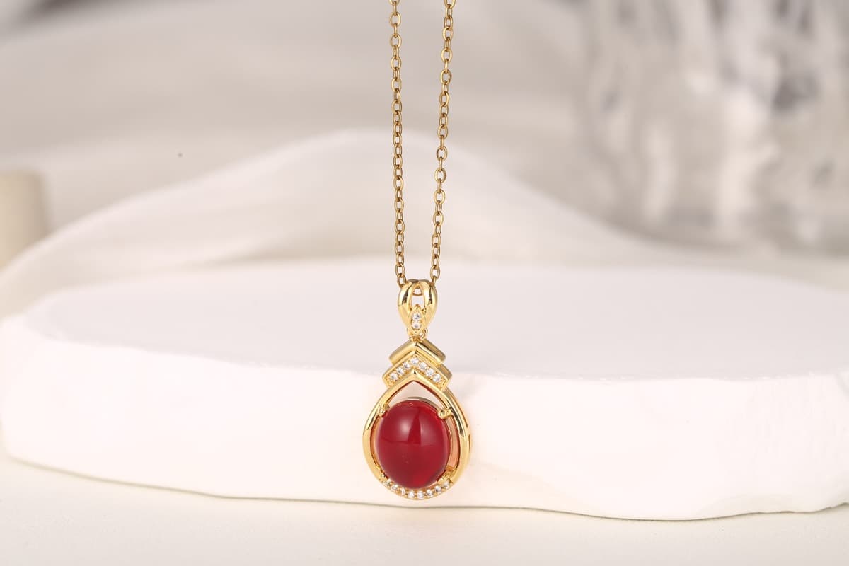 Statement Fan Zircon Pendant Necklace 18K Gold Plated thumbnail 4