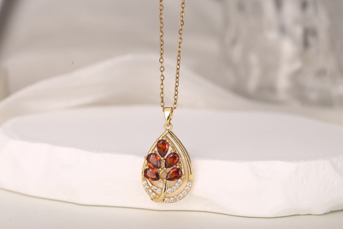 Statement Fan Zircon Pendant Necklace 18K Gold Plated thumbnail 5
