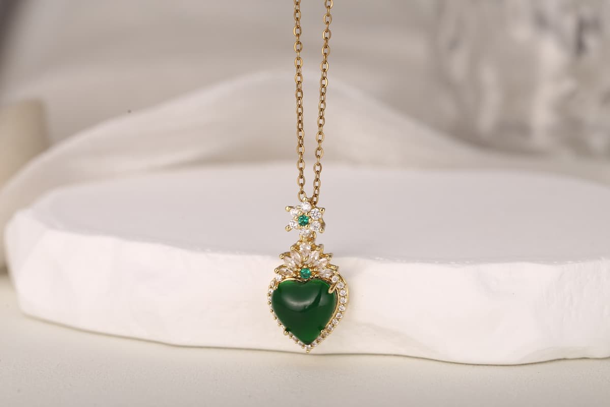 Statement Fan Zircon Pendant Necklace 18K Gold Plated thumbnail 6
