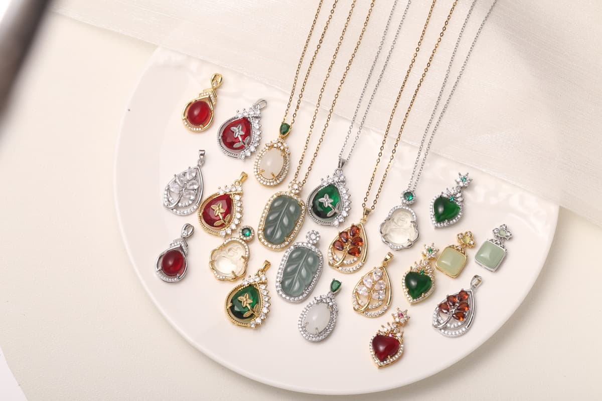 Statement Fan Zircon Pendant Necklace 18K Gold Plated thumbnail 22