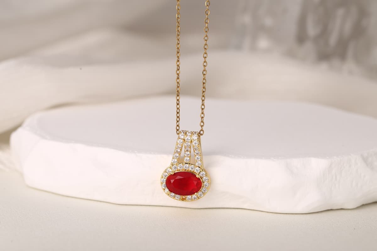 Elegant Teardrop Zircon Pendant Necklace 18K Gold Plated thumbnail 2