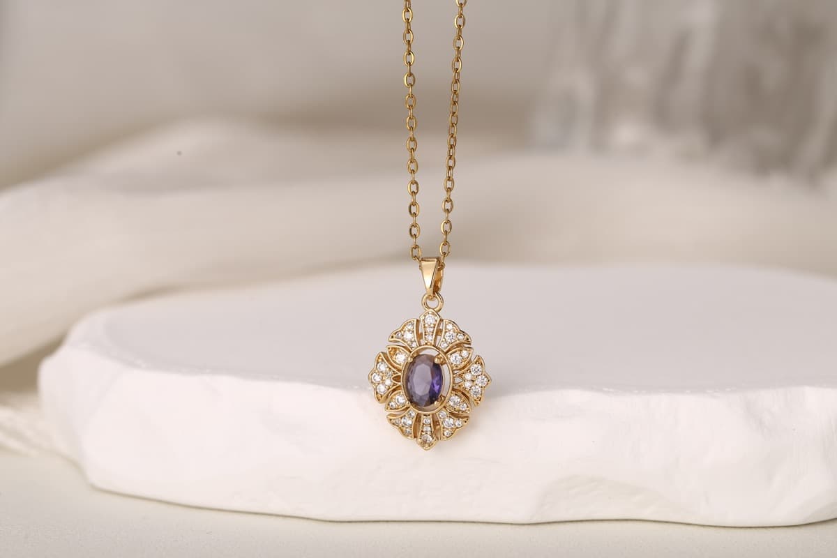 Romantic Bow Multi-Strand Zircon Necklace 18K Gold Plated
