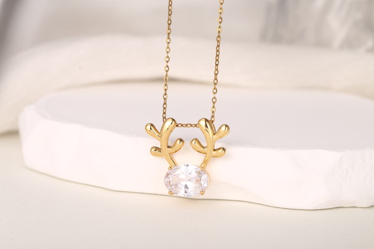 Vintage Floral Zircon Pendant Necklace 18K Gold Plated thumbnail 2