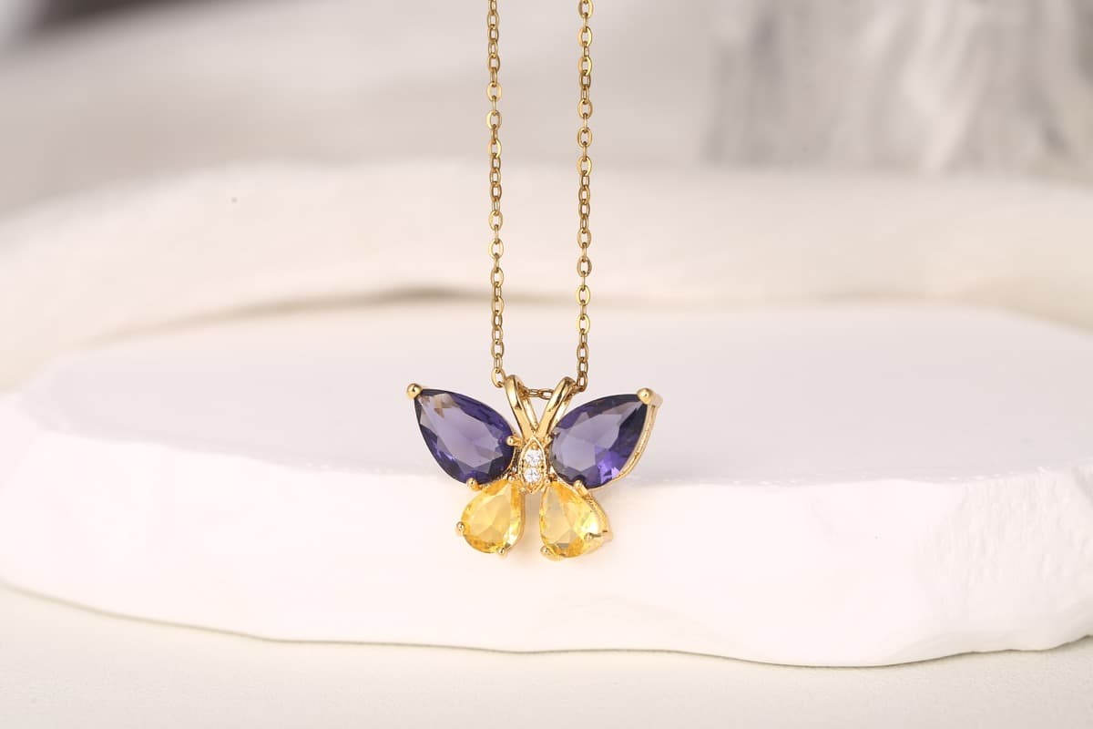 Vintage Floral Zircon Pendant Necklace 18K Gold Plated thumbnail 3
