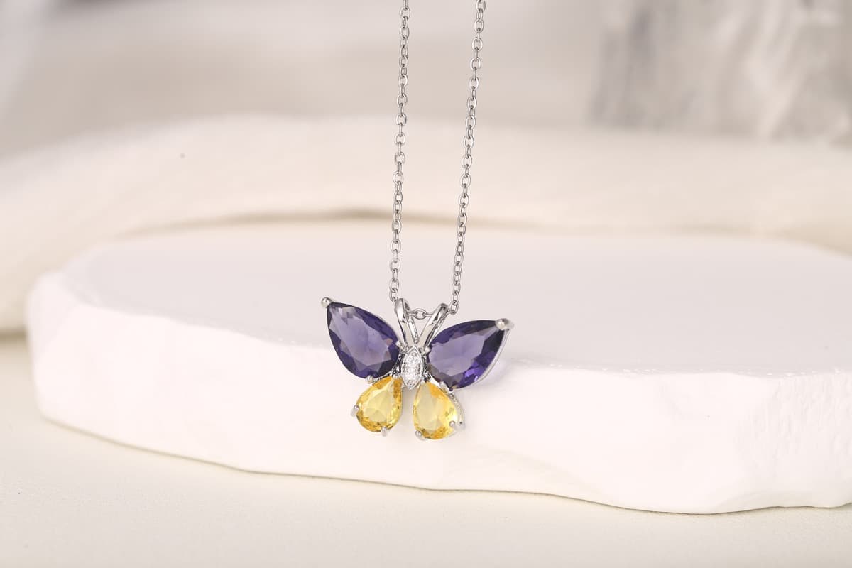 Vintage Floral Zircon Pendant Necklace 18K Gold Plated thumbnail 6
