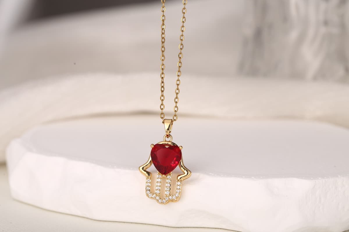 Vintage Floral Zircon Pendant Necklace 18K Gold Plated thumbnail 7