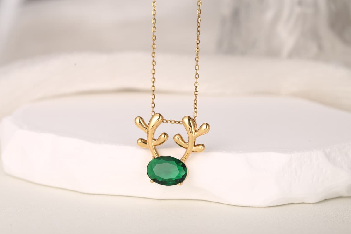 Vintage Floral Zircon Pendant Necklace 18K Gold Plated thumbnail 8