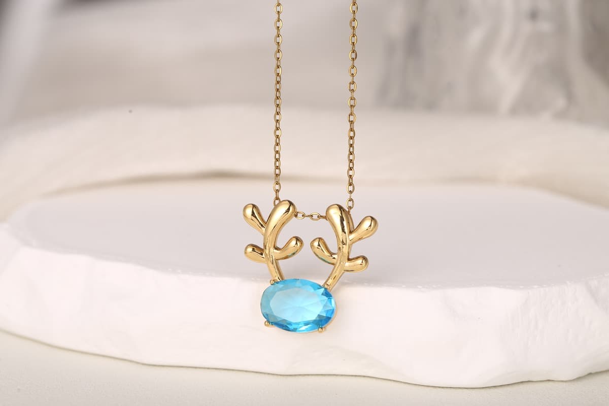 Vintage Floral Zircon Pendant Necklace 18K Gold Plated thumbnail 9