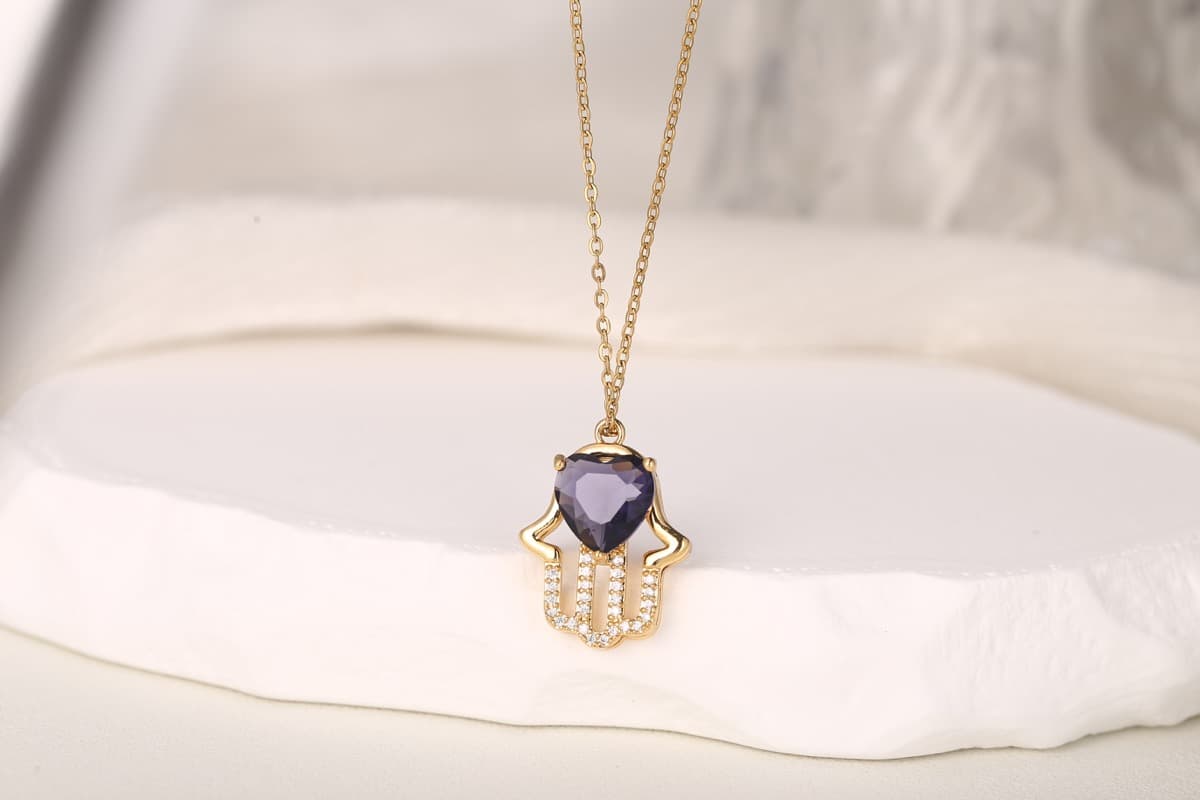 Vintage Floral Zircon Pendant Necklace 18K Gold Plated thumbnail 10