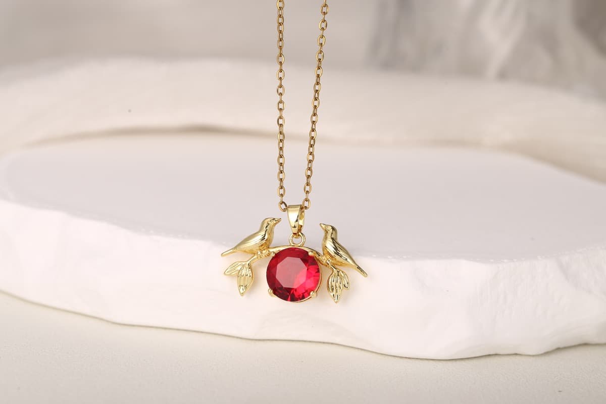 Vintage Floral Zircon Pendant Necklace 18K Gold Plated thumbnail 11