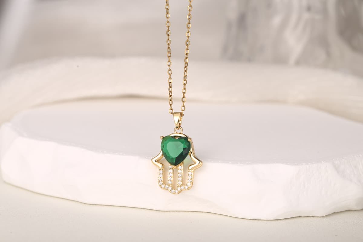 Vintage Floral Zircon Pendant Necklace 18K Gold Plated thumbnail 12