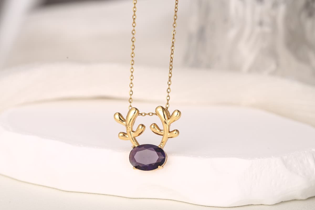 Vintage Floral Zircon Pendant Necklace 18K Gold Plated thumbnail 13