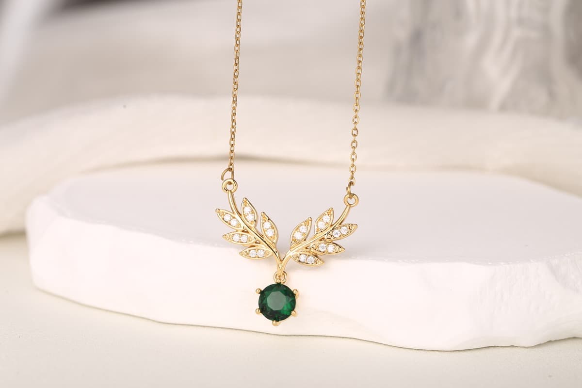 Vintage Floral Zircon Pendant Necklace 18K Gold Plated thumbnail 14