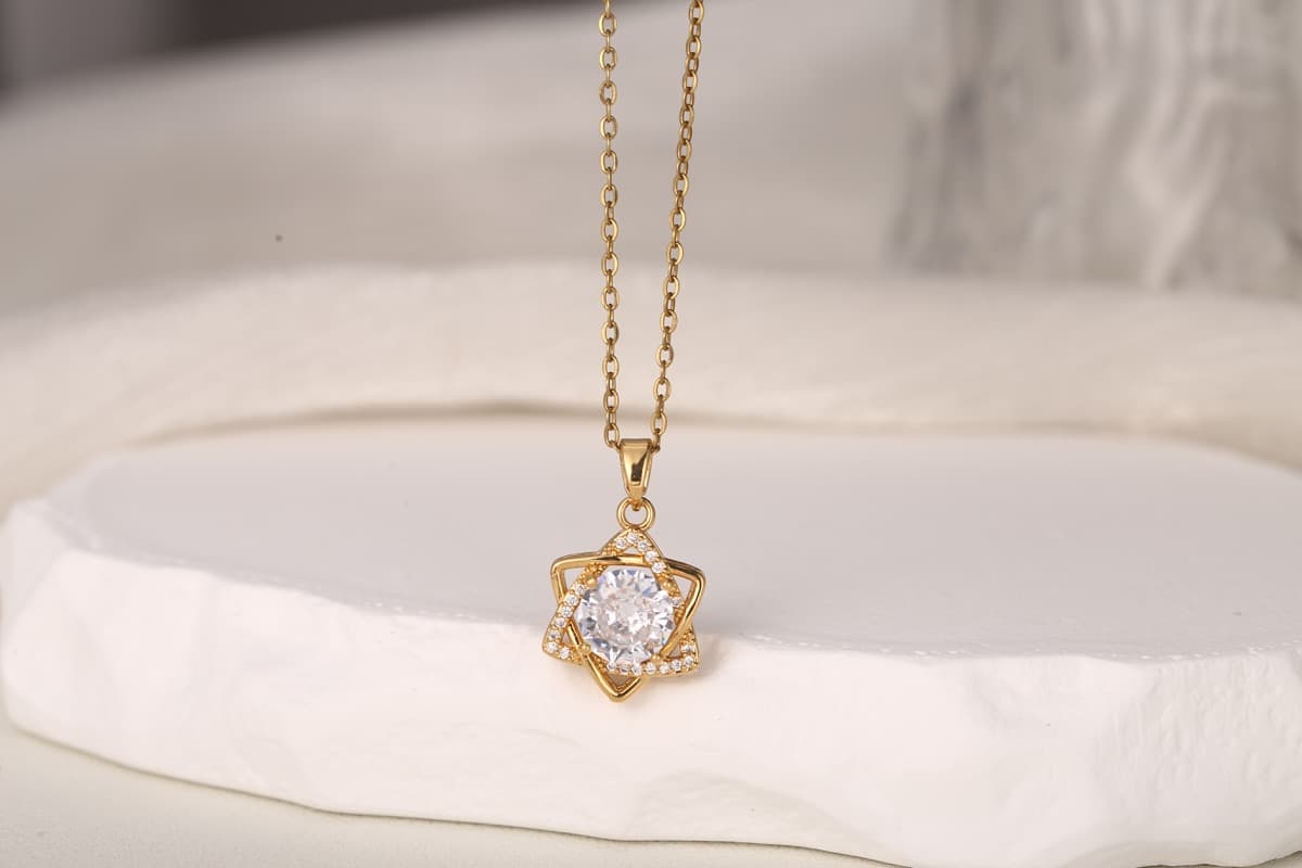 Romantic Heart Zircon Pendant Necklace 18K Gold Plated thumbnail 13