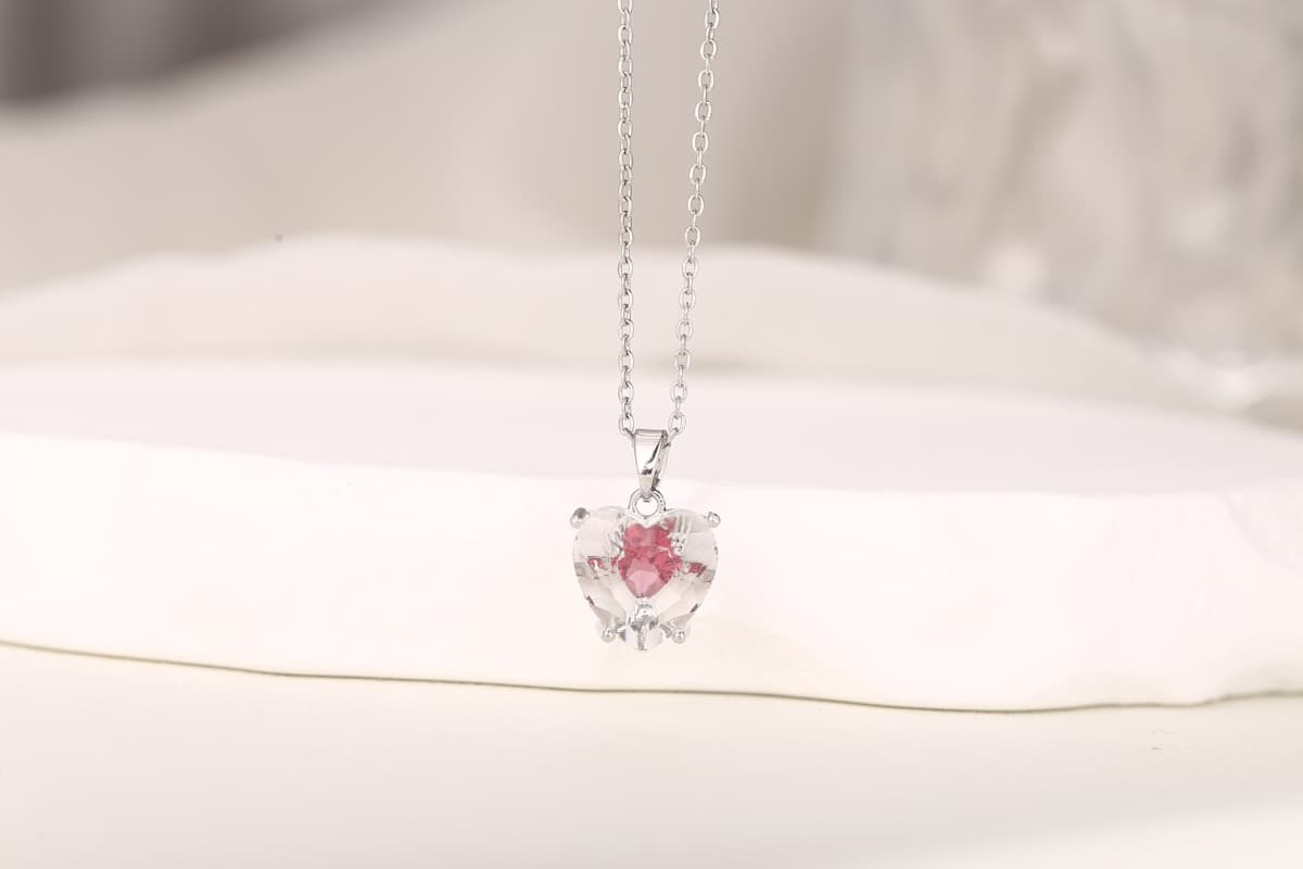 Elegant Round-Cut Red Zircon Pendant Necklace 18K Gold Plated thumbnail 12