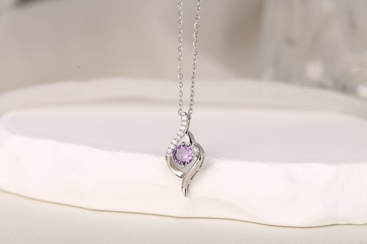 Elegant Round-Cut Pink Zircon Pendant Necklace 18K Gold Plated thumbnail 12