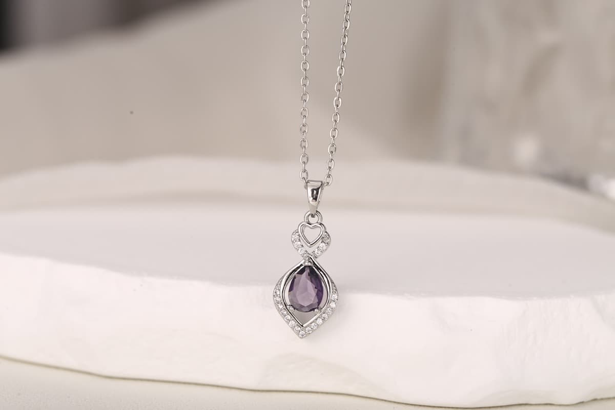 Elegant Round-Cut Pink Zircon Pendant Necklace 18K Gold Plated thumbnail 14