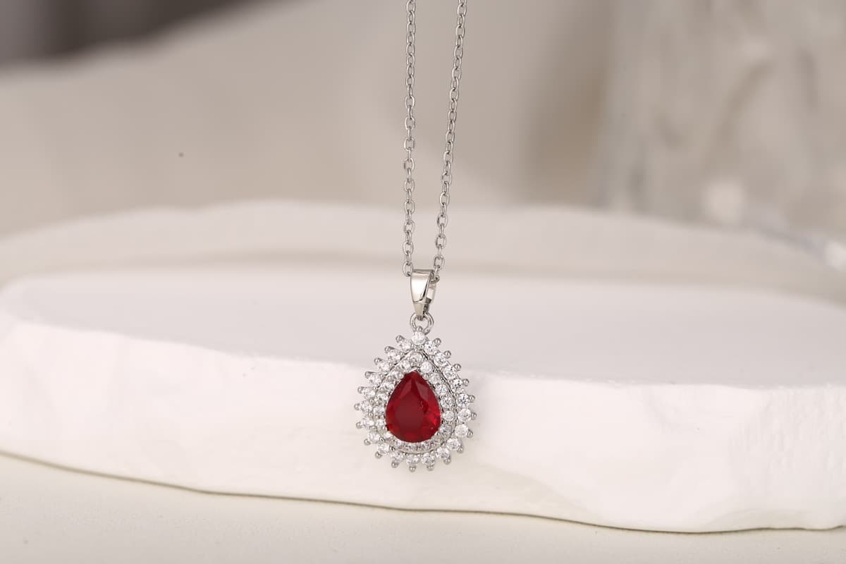 Elegant Cushion-Cut Blue Zircon Pendant Necklace 18K Gold Plated thumbnail 7