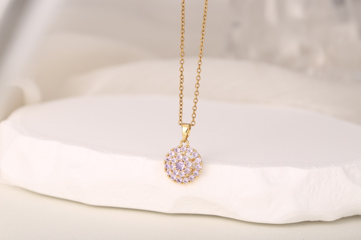 Elegant Circle Zircon Drop Earrings 18K Gold Plated thumbnail 5