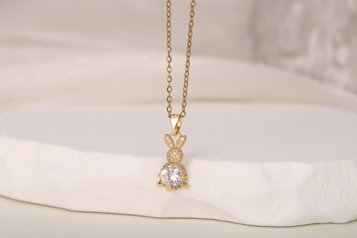 Classic Cross Zircon Pendant Necklace 18K Gold Plated thumbnail 3