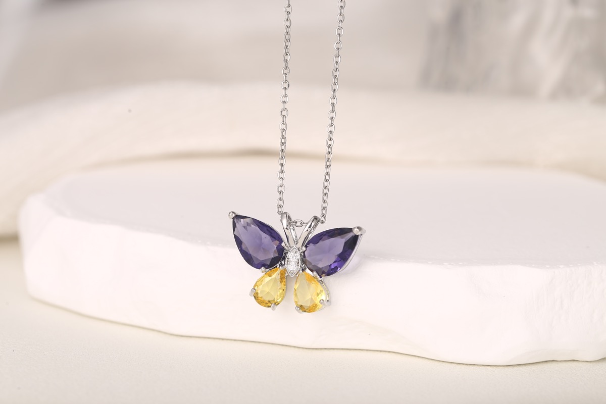 Vintage Floral Zircon Pendant Necklace 18K Gold Plated thumbnail 6