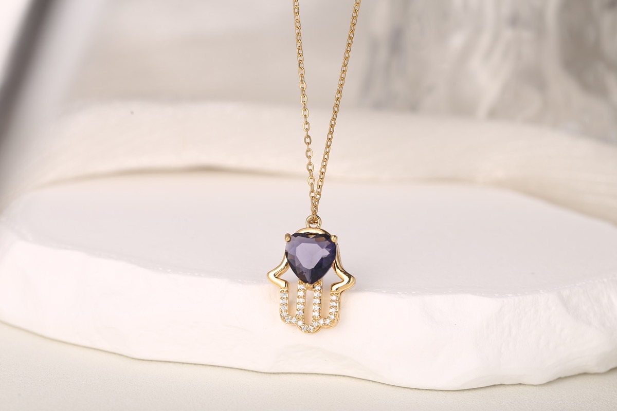 Vintage Floral Zircon Pendant Necklace 18K Gold Plated thumbnail 10