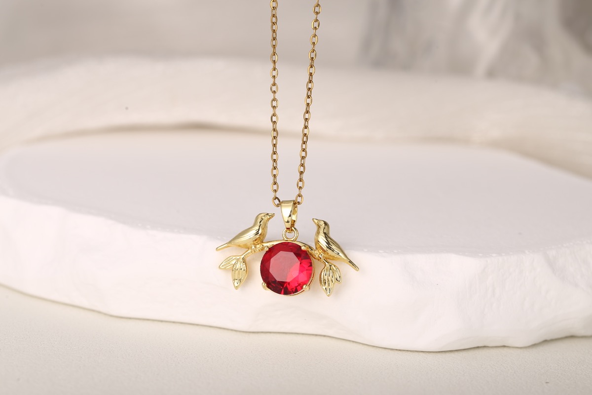 Vintage Floral Zircon Pendant Necklace 18K Gold Plated thumbnail 11