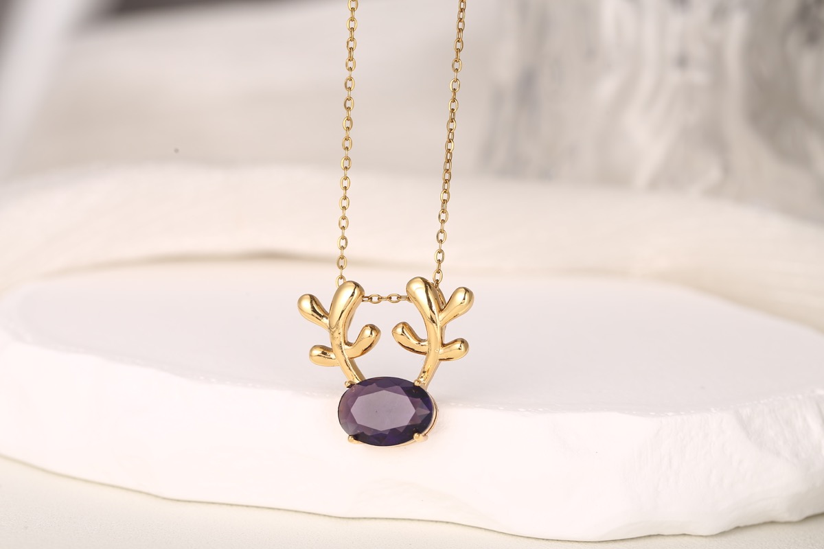 Vintage Floral Zircon Pendant Necklace 18K Gold Plated thumbnail 13