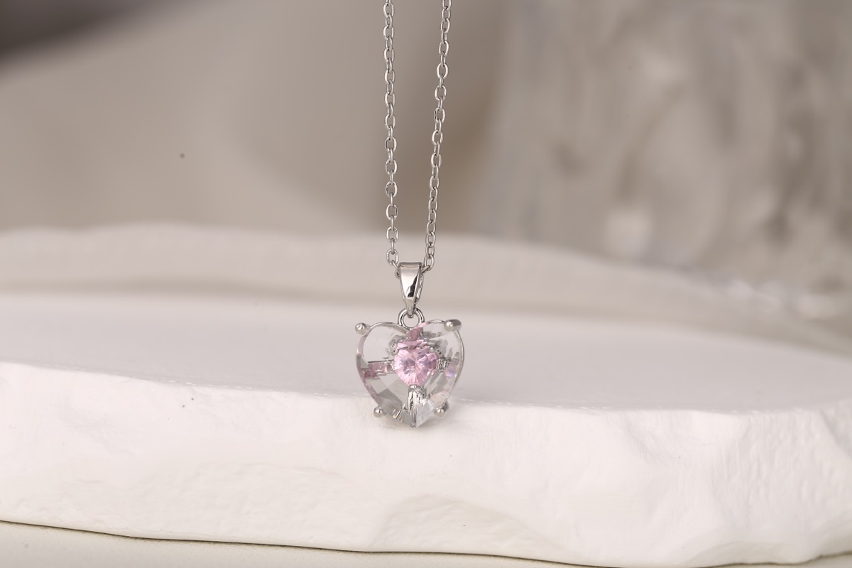 Elegant Round-Cut Red Zircon Pendant Necklace 18K Gold Plated thumbnail 18