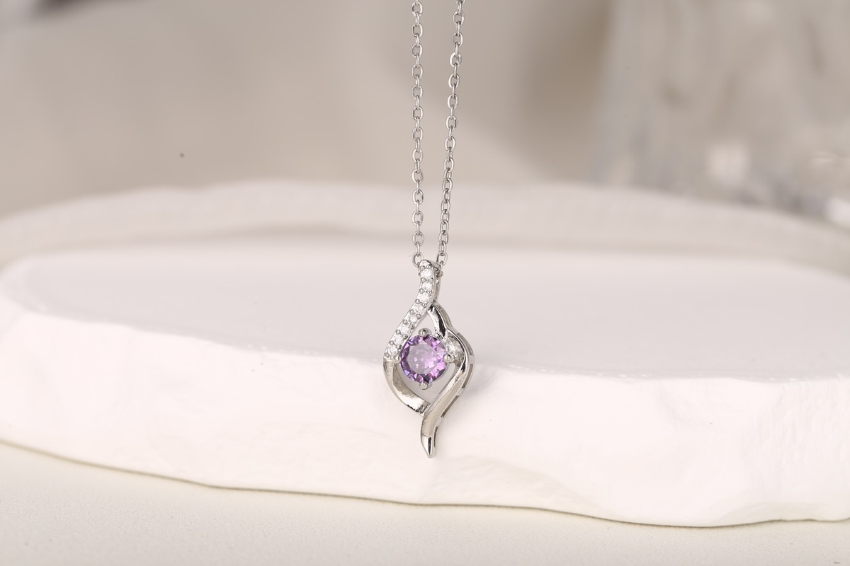Elegant Round-Cut Pink Zircon Pendant Necklace 18K Gold Plated thumbnail 12