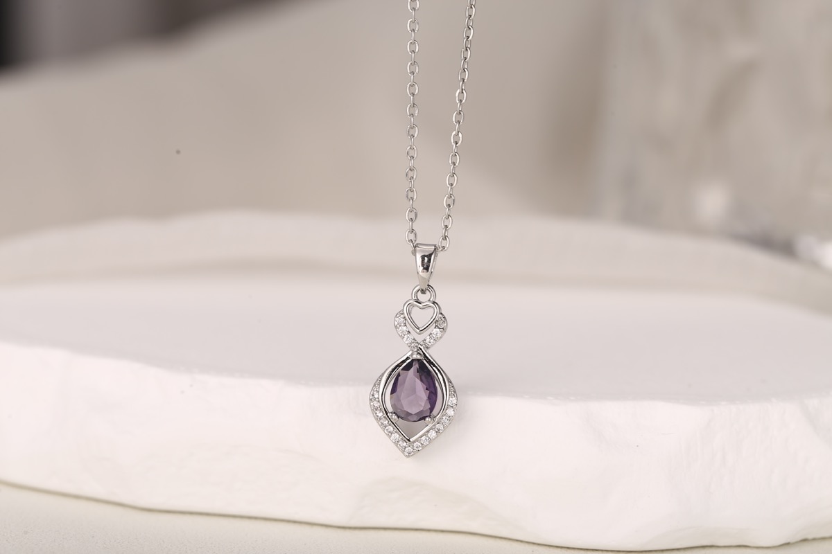 Elegant Round-Cut Pink Zircon Pendant Necklace 18K Gold Plated thumbnail 14